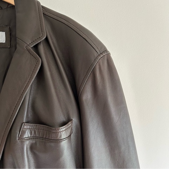 Vintage Sly & Co Brown Button Down Collared Brown Leather Jacket sz XL - Picture 9 of 16